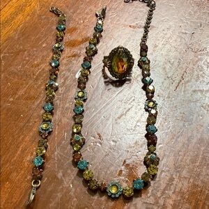 Sorrelli Blue and Gold Necklace Set